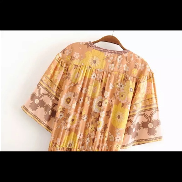 Boho Floral Gypsy Print Maxi Dress Wild Bloom - Picture 9 of 14